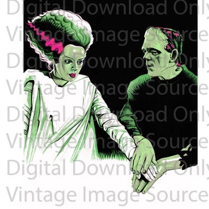 DIGITAL DOWNLOAD- Bride of Frankenstein Monster Couple Love Photo Vintage Horror Retro 1930s Weird Gothic Halloween Elsa Lanchester