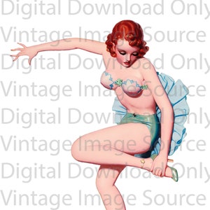 DIGITAL DOWNLOAD Printable 1930s Enoch Bolles Showgirl Burlesque Dancer Flapper Vintage Pin-up Illustration Retro Boudoir Kitschy Pinup Girl