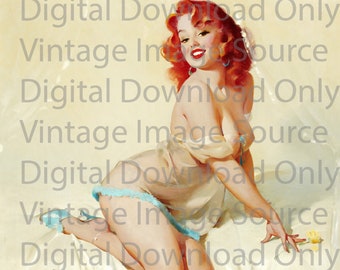 DIGITAL DOWNLOAD Elvgren Vintage Pin-up Illustration 1950s Retro Boudoir Kitschy Pinup Girl Lingerie Art