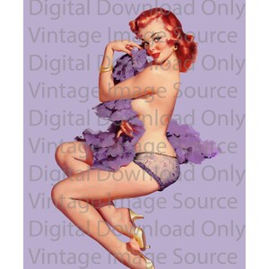 Digital Download PRINTABLE Vintage 1960s Elvgren Redhead Pinup Pin-up Girl Illustration MCM Mid Century Retro Kitschy Lingerie Boudoir Art