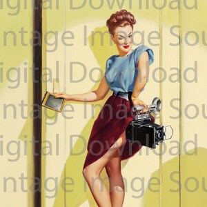 DIGITAL DOWNLOAD Elvgren Vintage Pin-up Illustration Camera Photographer 1950s Retro Boudoir Kitschy Pinup Girl Art