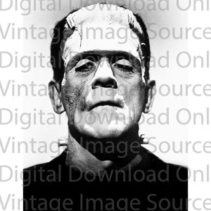 DIGITAL DOWNLOAD- Frankenstein Monster Photo Vintage Horror Retro 1930s Weird Gothic Old Hollywood Halloween Boris Karloff Portrait