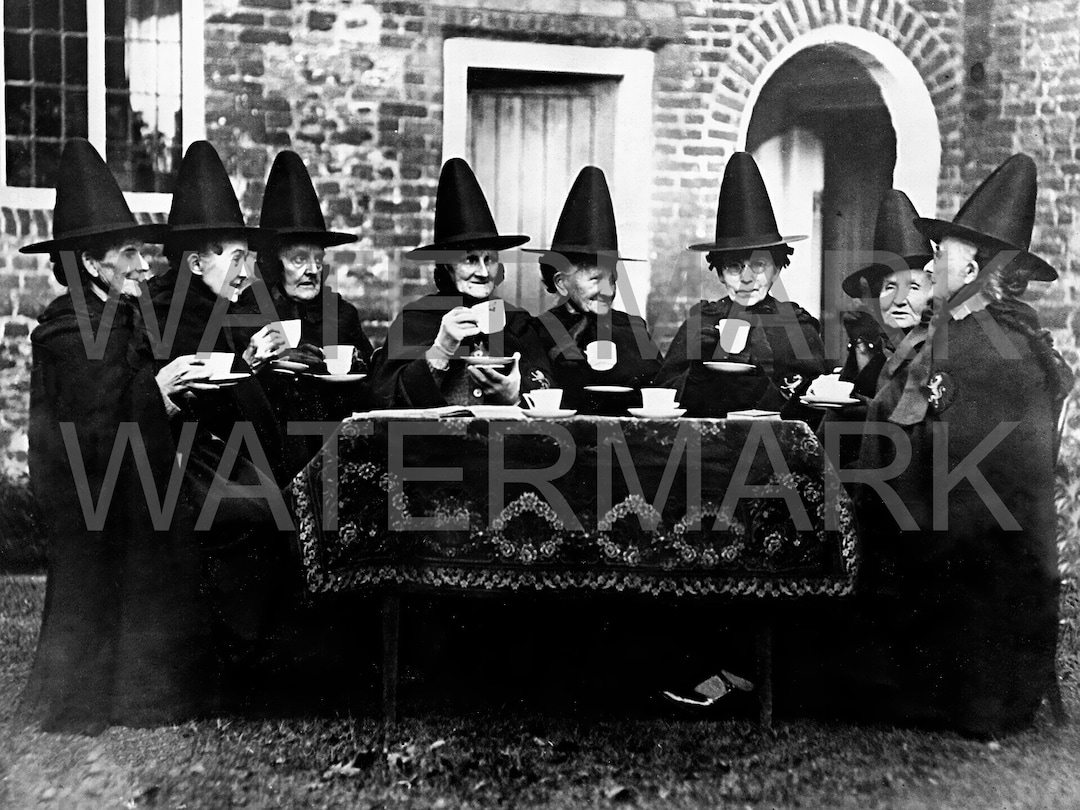 Digital Download PRINTABLE Vintage 1900s Witches Having Tea Weird