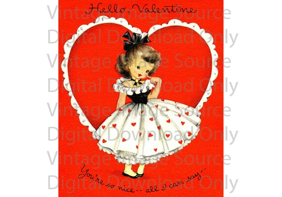Digital Download PRINTABLE Vintage Valentine 1950s Cute Little | Etsy