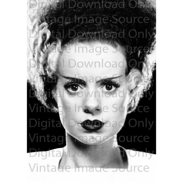 DIGITAL DOWNLOAD- Bride of Frankenstein Monster Photo Vintage Horror Retro 1930s Weird Gothic Old Hollywood Makeup Halloween Elsa Lanchester