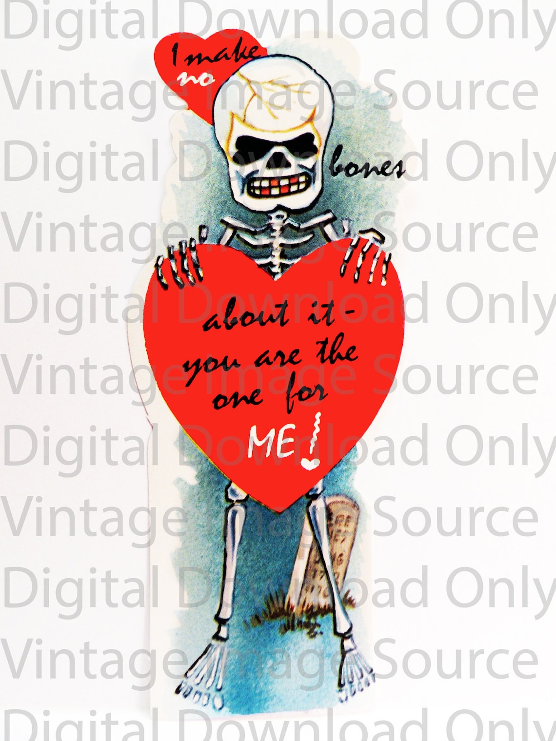 Digital Download Vintage Valentine Skeleton Bones Horror Card | Etsy