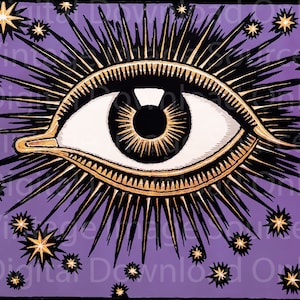 DIGITAL DOWNLOAD Vintage 1900s Evil Eye Karma Illustration Art Mystic Mystical Mythological All Seeing Third Eye Chakra Spiritual