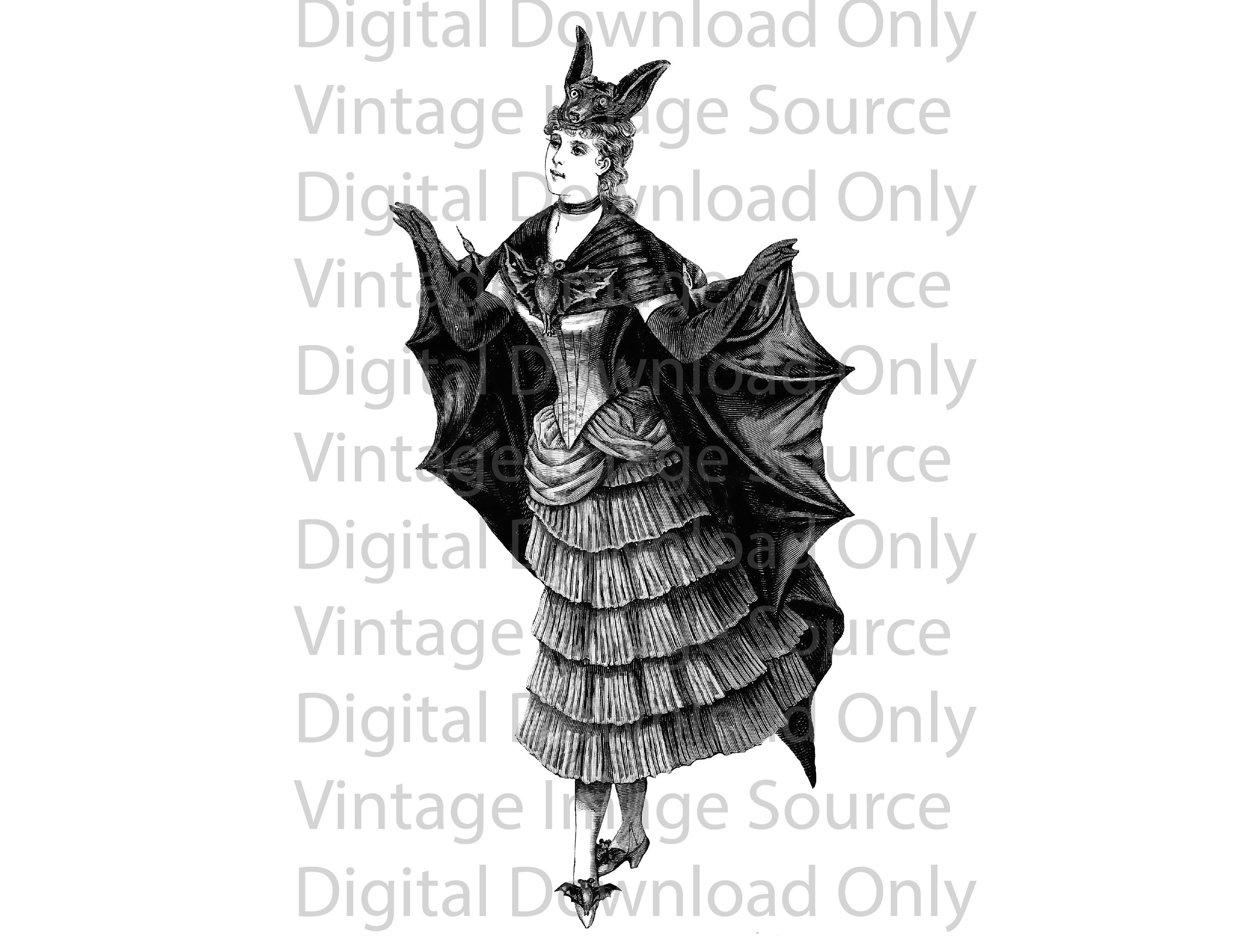 Digital Download PNG Vintage 1800s Halloween Fancy Costume Bat Etsy