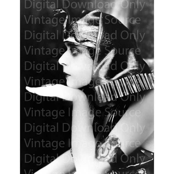 DIGITAL DOWNLOAD- 1920s Silent Film Old Hollywood Cleopatra Vintage Photo Retro Woman Egyptian Costume Halloween Gothic Makeup Kitschy