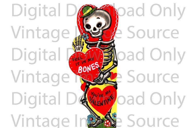 Digital Download PRINTABLE Vintage Valentine Skeleton Bones - Etsy