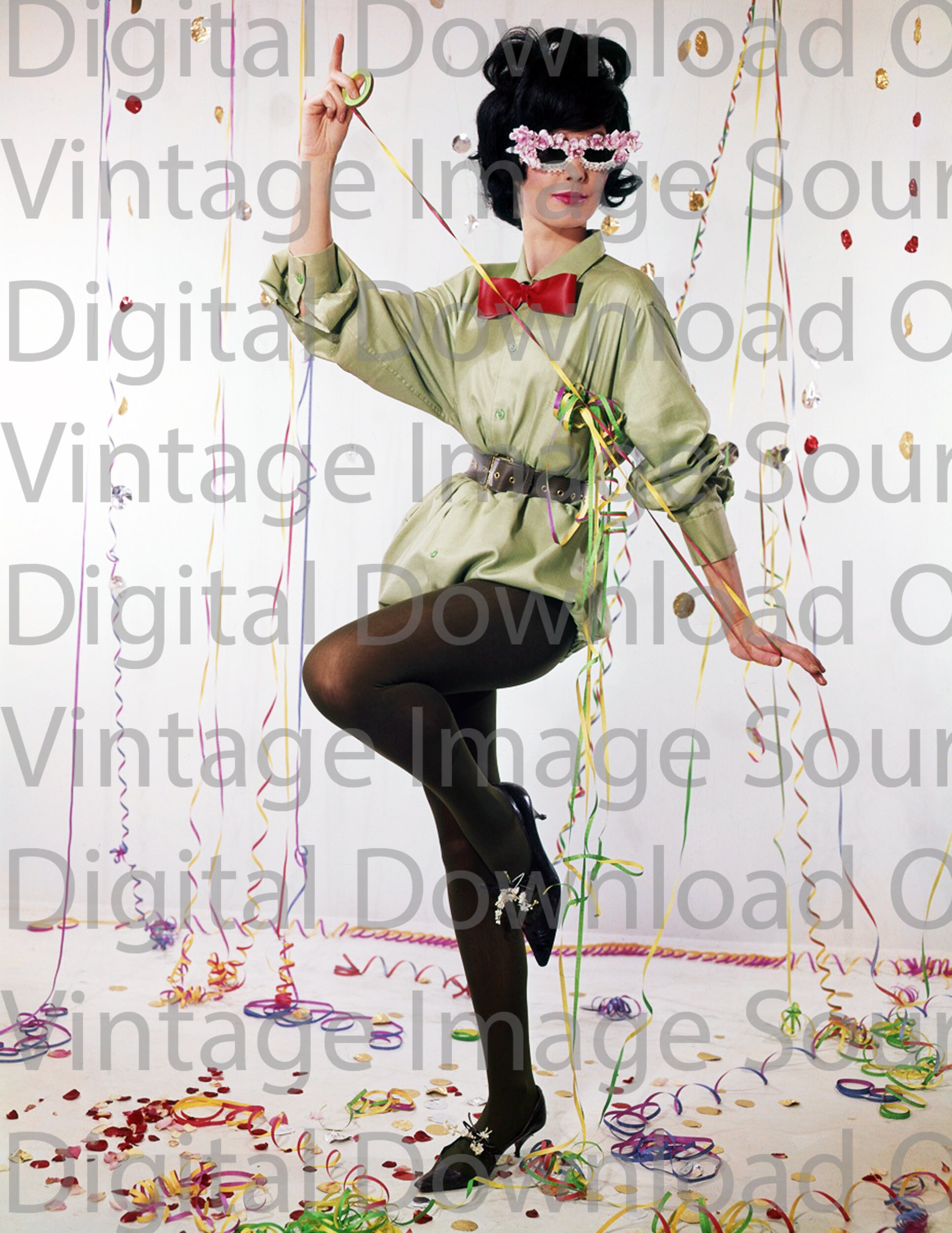Digital Download Vintage 1960s Kitschy Woman Celebrating New Etsy