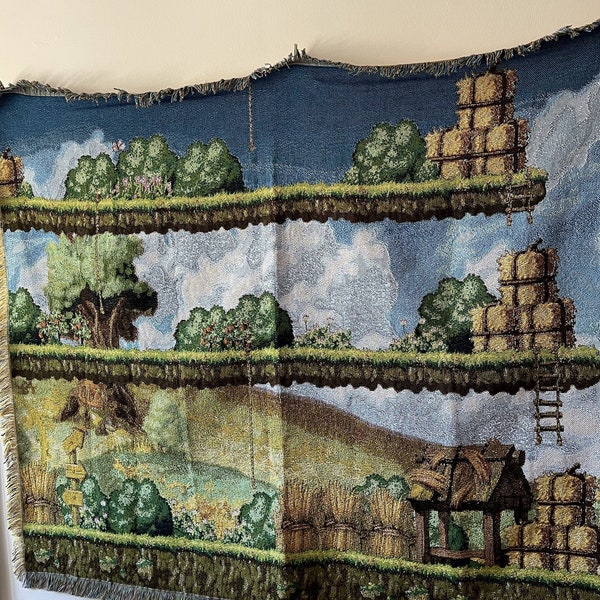 MapleStory Woven Tapestry Henesys Handmade Throw Blanket Premium Quality Gift Tapestry Wall Art