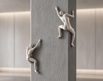 Unique Wall Decor, Edge Wall Climber Sculpture, Modern Climbing Man Decor