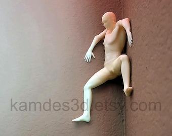 Corner Stuck Wall Climber Figure - Modern Climbing Man Wall Decor