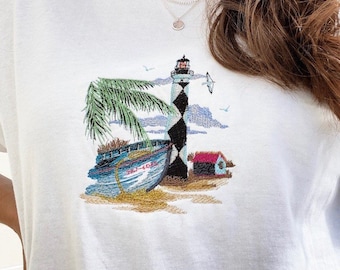 Lighthouse Embroidered T-Shirt