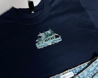 NavyBlue- RV Lifestyle Overnight Embroidered T-Shirt