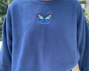 NavyBlue Butterfly Embroidered Sweatshirt