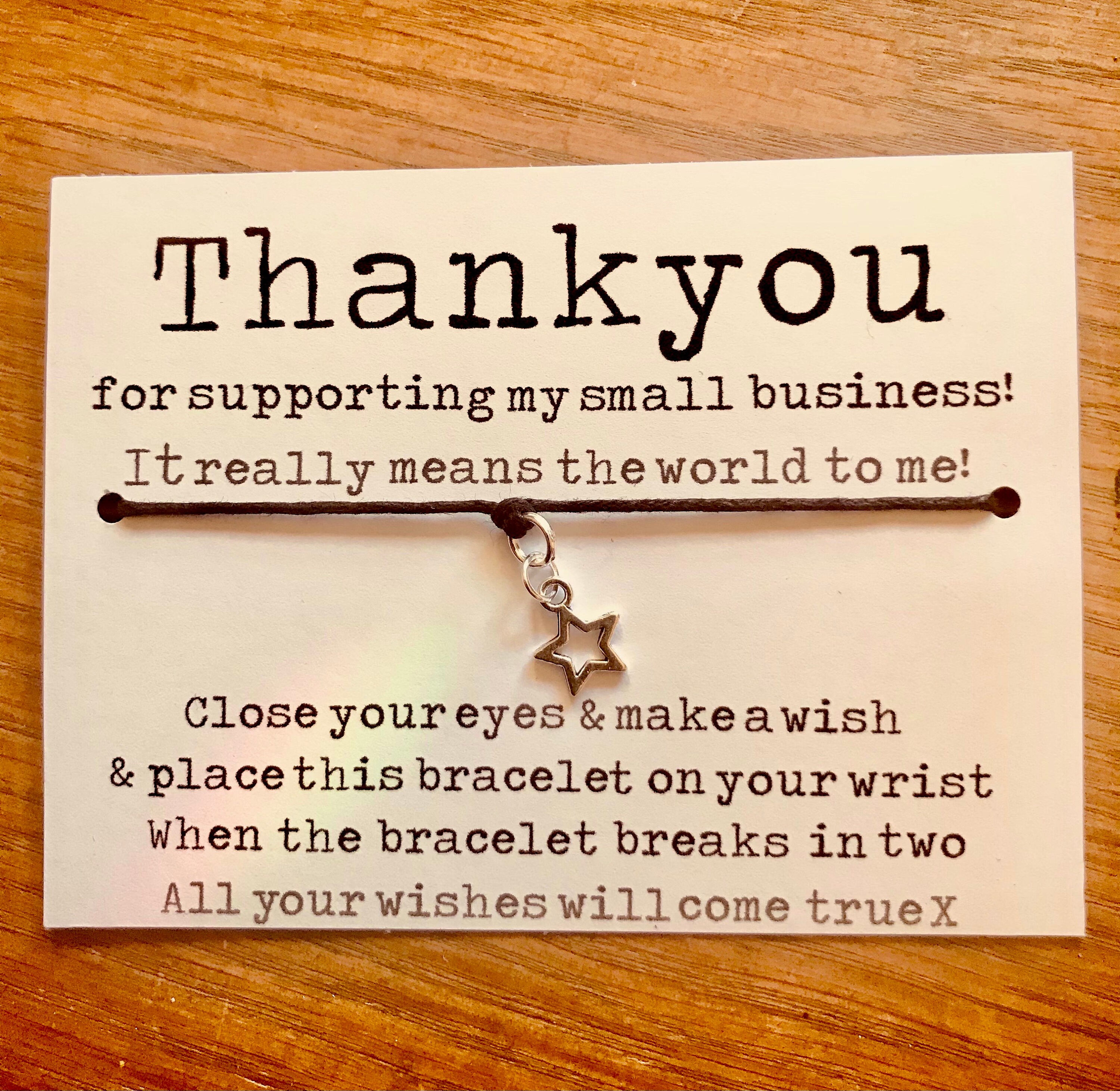 Thank you for supporting my small business Cards 10-50 Wish  A lovely gift to add to your parcel as a way of saying thank - Main Image
