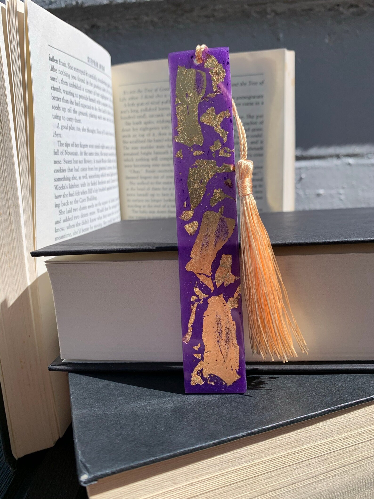 Royal Purple and Pressed Gold Bookmark Etsy