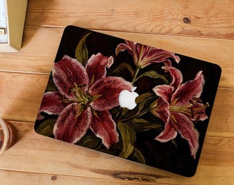 Dark Lilies MacBook Shell Case for 2026 Pro 16" A3428 A3429 M5, 2026 Air 15" A3448 M5, 2022 Air 13" A2681, MacBook Air 15" M4, Retina 15"