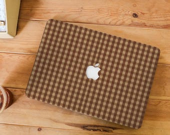 Cute Brown Checkerboard MacBook Case for MacBook Pro 13 inch Mac Air 15 13 Case, Custom Macbook Pro 14 15 16 Inch M2 M3 M4 M5 Laptop Case