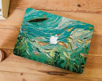 Anime Underwater MacBook Case for MacBook Pro 13 14 inch Mac Air 15 13 Case, Custom Macbook Pro 14 15 16 M2 M3 Case, Aesthetic Laptop Cover