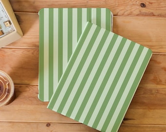 Green Striped Aesthetic iPad Cases for iPad Air 6 7 11'' 13'' 2025 iPad 11 A16 Pro 11'' 12.9'' 13'' Case iPad 9/8,10.2", iPad mini 6 Cover