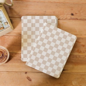 Brown Checkerboard Personalized iPad Cases for iPad Air 5 iPad 10 10.9" 2022 iPad Pro 12.9'' 2021 Pro 11" 2022 iPad mini 6 Cases iPad Cover