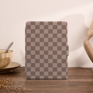 Dark Brown Checkerboard Kindle Case Kindle 10th 11th Gen 2022 Case Kindle Paperwhite 6.8 Cover Kindle Paperwhite Cover, Custom Kindle Case