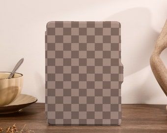 Dark Brown Checkerboard Kindle Case Kindle 10th 11th Gen 2022 Case Kindle Paperwhite 6.8 Cover Kindle Paperwhite Cover, Custom Kindle Case