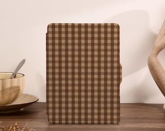 Brown Checkerboard Kindle Paperwhite Case 2024 Kindle Cover Kobo Libra Case Kindle Colorsoft Case Kobo Clara Case, Book Lovers Gift