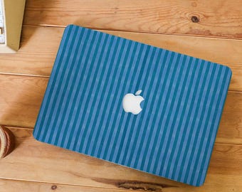 Blue Stripes MacBook Case Cover for MacBook Air 15 13 11 Case, Custom Macbook Pro 13 14 15 16 M1 M2 M3 M4 Case, Trendy Macbook Air Pro Case