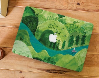 Green Draft Painting MacBook Case for MacBook Pro 16 Mac Air 15 13 A2941 A3113, Custom Macbook Pro 13 14 15 16, Laptop 2021 2022 Cover