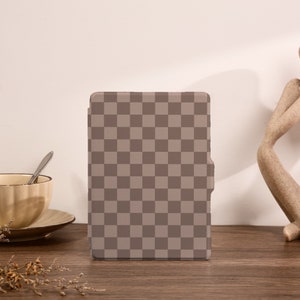Donkerbruin dambord Kindle-hoesje Kindle 10e 11e generatie 2022-hoesje Kindle Paperwhite 6.8-hoes Kindle Paperwhite-hoes, aangepaste Kindle-hoes