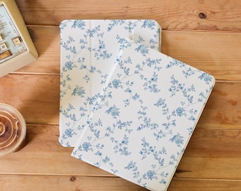 Light Blue Floral iPad Cases Cover for iPad Air 4 5 6 iPad 10 10.9" 2022 iPad Pro 12.9'' 2021 Pro 11" 2022 iPad mini 6 Cases iPad Pro Cover