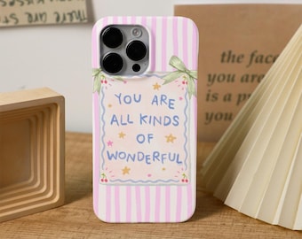 You are wonderful Striped iPhone Case For iPhone 16 15 14 13 Pro Max Customized iPhone 16e 12 11 Plus Mini XR XS SE Preppy iPhone Mini Cover