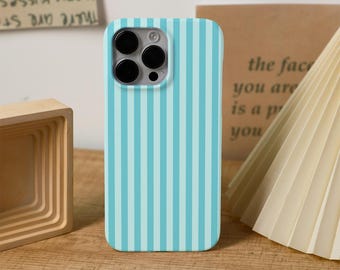 Aqua Retro Striped iPhone Case For iPhone 16 15 14 13 Pro Max iPhone 16e 12 11 Pro Plus Mini XR XS SE Matte Slim iPhone Cover, Gift for Her