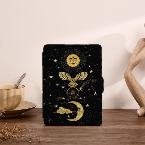 Moon and Sun Boho Kindle Case Aesthetic Cover For Kindle 12th Generation 2024, Kindle 2022, Paperwhite 7'' Cover, Kobo Cover, Gift for Her