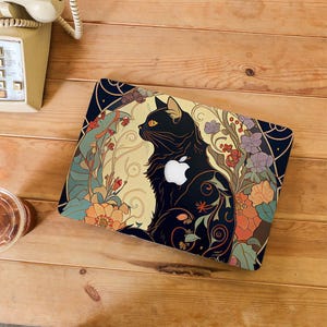 アートペインティング ブラックキャット MacBook ケース、カスタム MacBook ケース、Macbook Pro 2021、Macbook Pro 2020、Air 13 M2 A2681 ケース、Macbook Air 2020