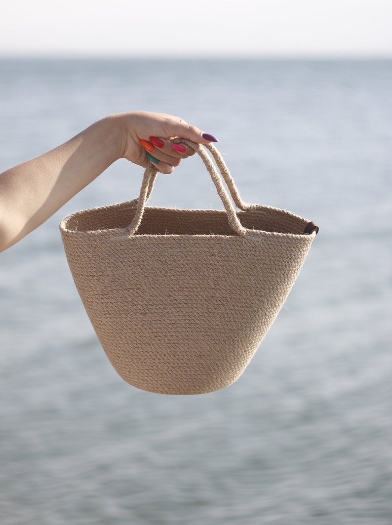 Straw Beach Basket Bag Jute Beach Basket Bag Moroccan Straw Etsy