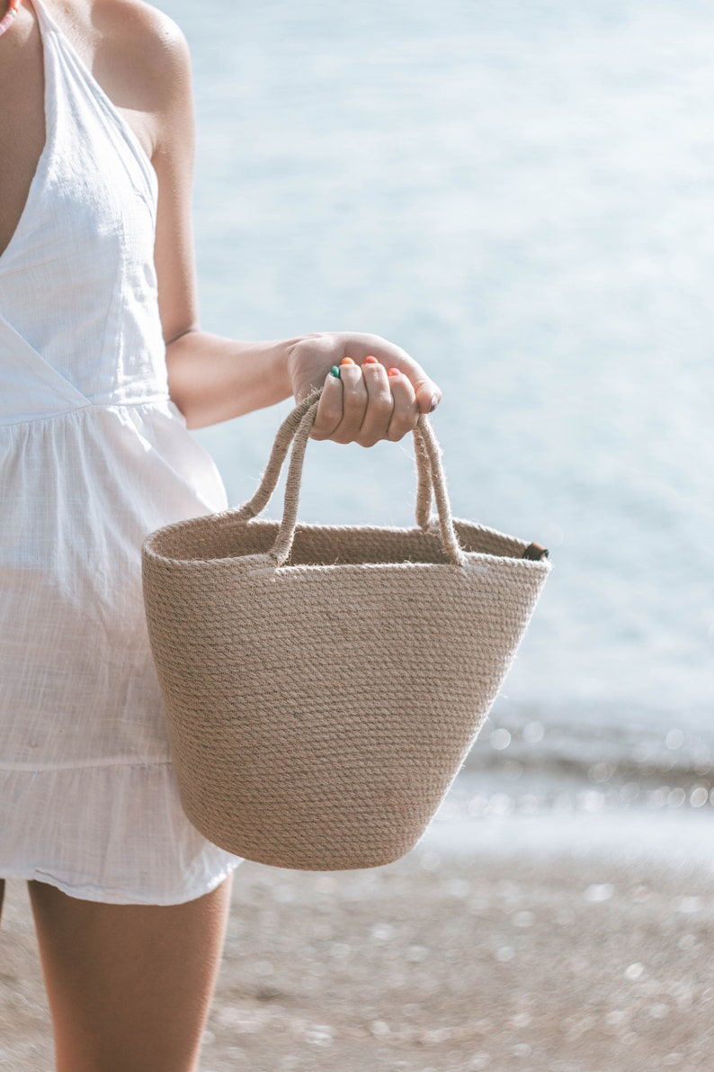 Straw Beach Basket Bag Jute Beach Basket Bag Moroccan Straw Etsy