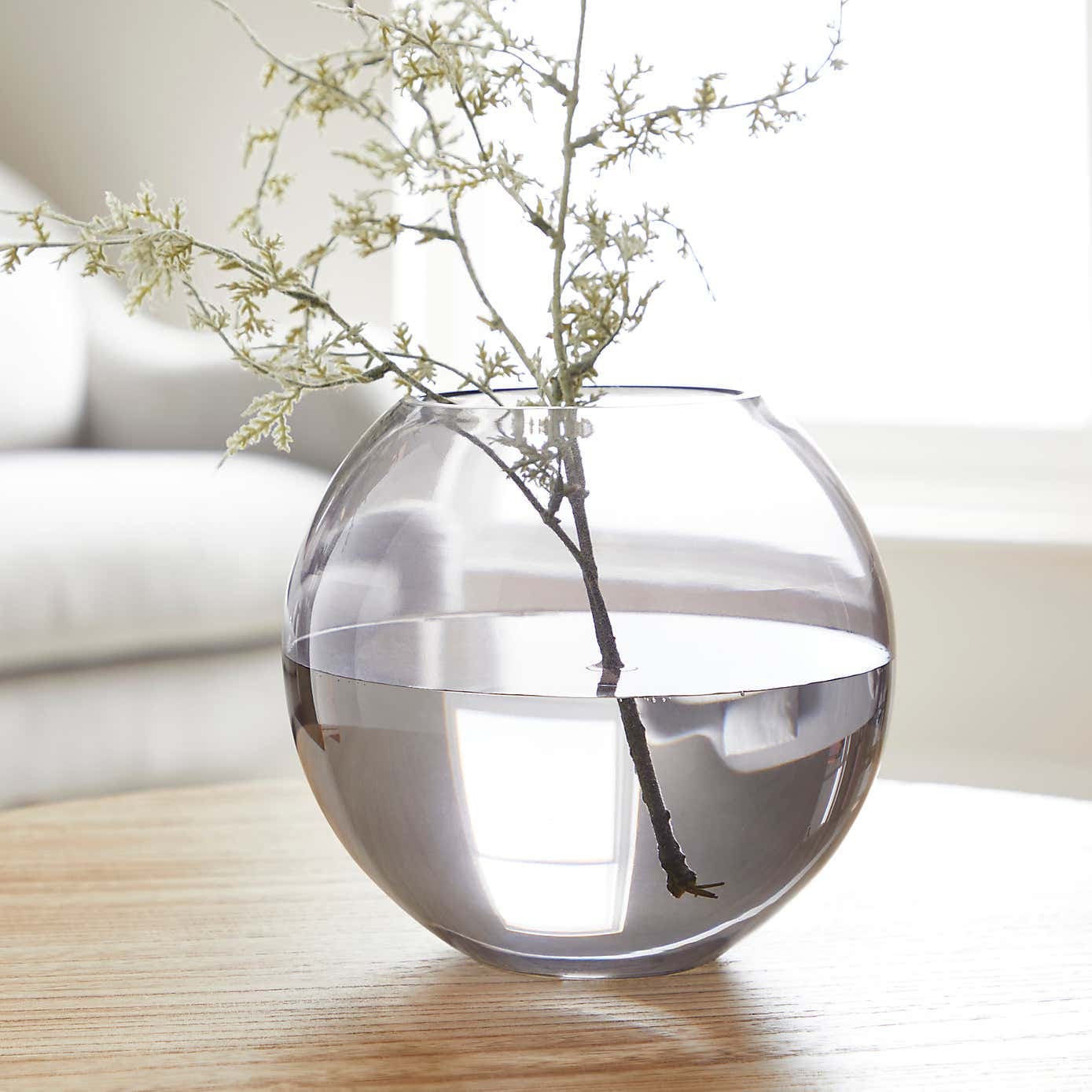 Smoked Glass Fishbowl Vase Etsy