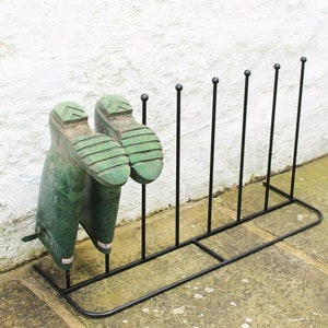 Steel Black Powder Coated Boot Rack 4 Pair Wellie Welly Holder Stand Storage