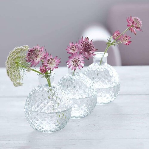 3 Clear Glass Round Bud Vases Mini Ball Vintage Etsy