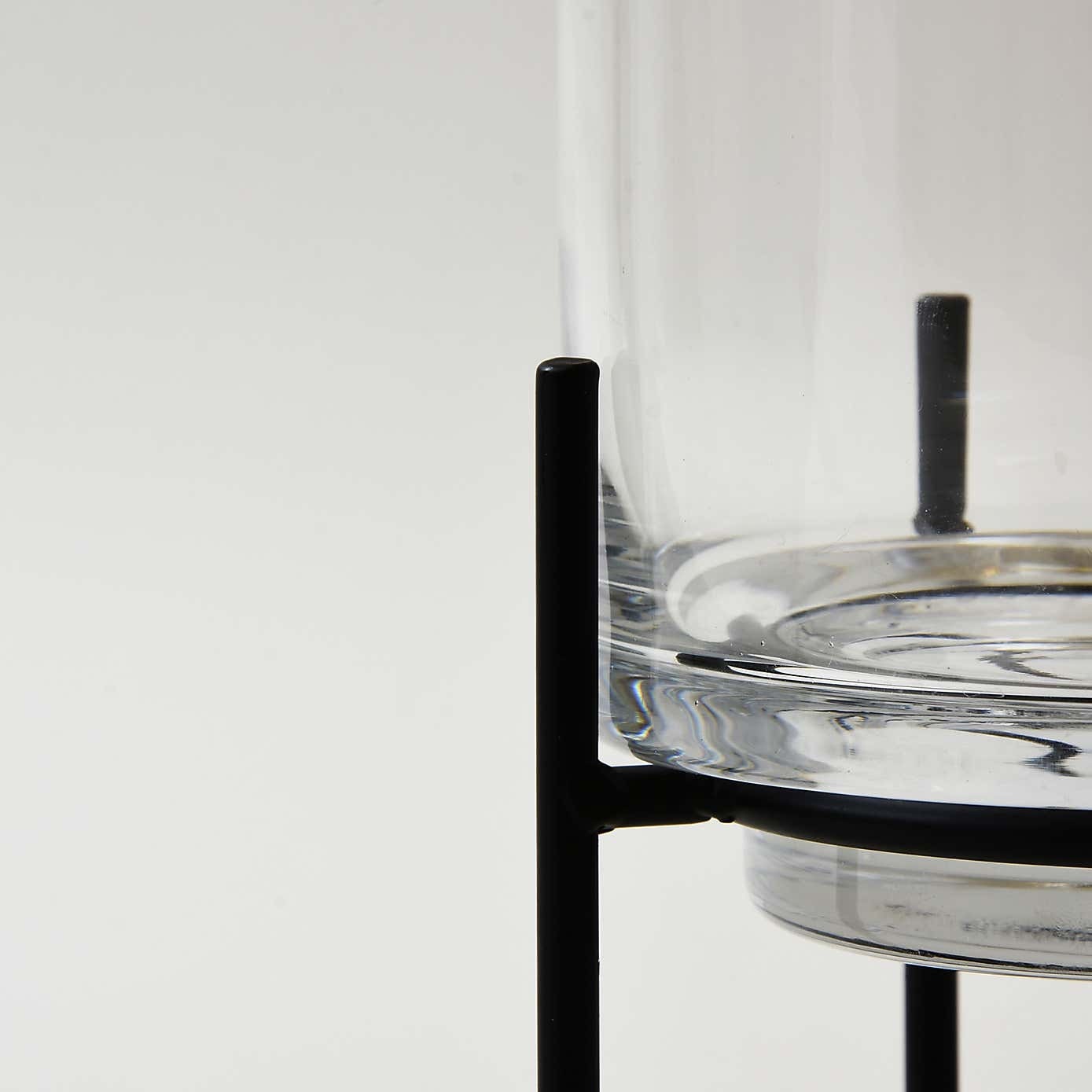 Clear Glass Hurricane Vase with Metal Stand Etsy