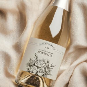 Bridesmaid Proposal Champagne Label. Full Bottle and Mini Champagne Labels. Custom Wine Bottle Label for a Bridesmaid or Maid of Honour Gift