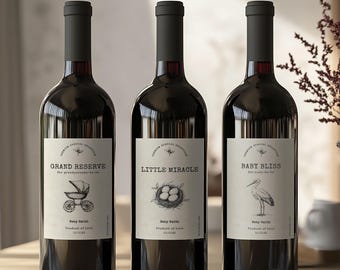 Pregnancy Announcement Wine Labels: Custom Baby Reveal Gift (Digital Templates)