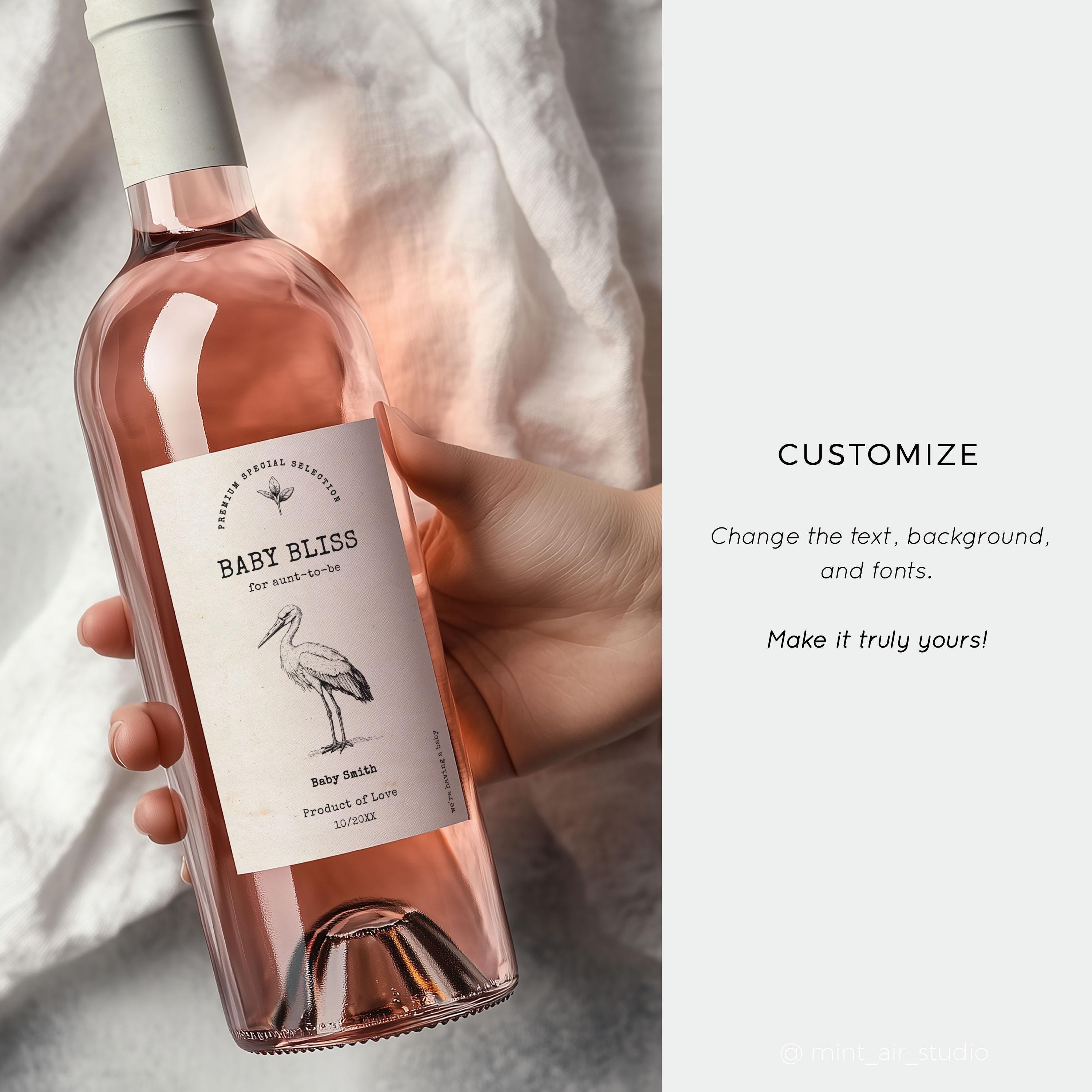 Pregnancy Announcement Wine Label Gift for Aunt: Editable Baby Reveal ...