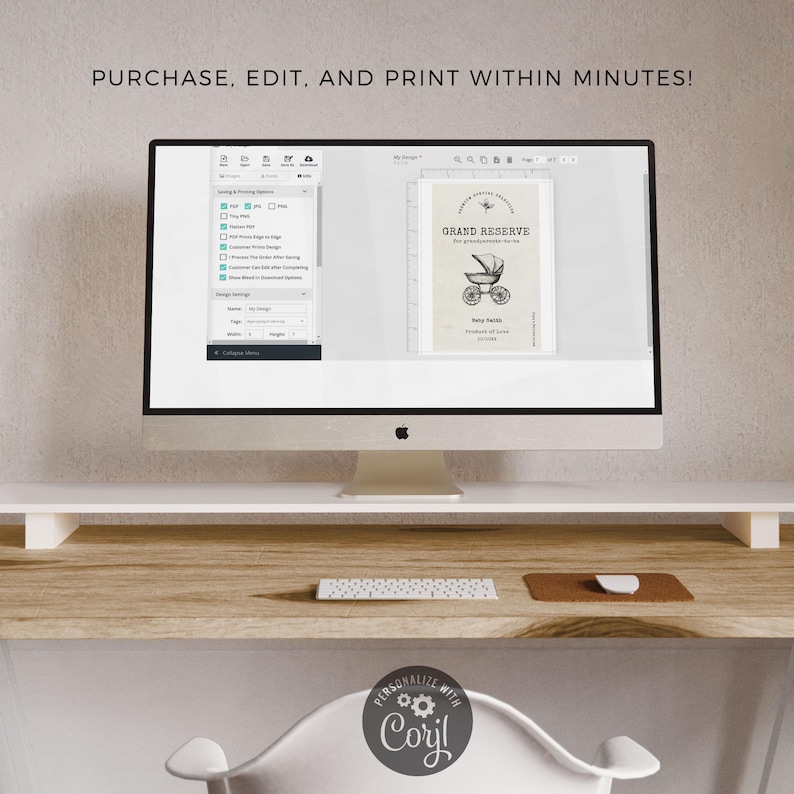 Pregnancy Announcement Wine Label for Grandparents. Custom Wine Bottle