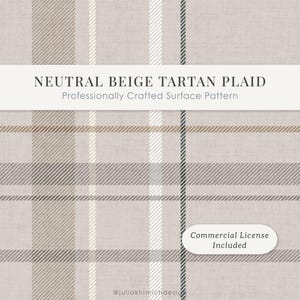 Neutralt rutigt sömlöst mönster | Taupebeige tartan digitalt papper | Minimalistisk rutig tygdesign för lyxig klassisk heminredning
